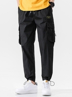 Pantalon Lettre Jointif avec Poche à Rabat S Noir