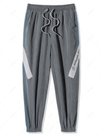 Pantalon Motif de Lettre en Blocs de Couleurs à Pieds Etroits Xl Gris