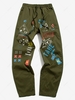 Pantalon Motif de Lettre Graffitis Chine Graphique Esthétique Y2K 2xl Vert armée