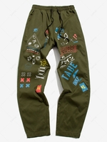 Pantalon Motif de Lettre Graffitis Chine Graphique Esthétique Y2K 2xl Vert armée