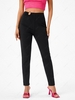 Pantalon Moulant en Couleur Unie à Taille Haute avec Anneau en O M Noir