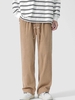 Pantalon Ourlet à Cordon en Velours Côtelé M Café