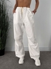 Pantalon Parachute à Jambes Larges à Taille Basse à Cordon de Serrage L Blanc