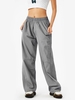 Pantalon Parachute avec Poche à Jambe Large S Gris