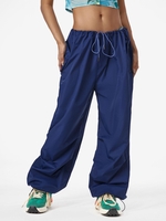 Pantalon Parachute Cargo Bouclé avec Poches à Cordon L Bleu profond