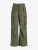 Pantalon Parachute Cargo Droit avec Poche à Cordon M Vert