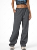Pantalon Parachute Zippé à Jambes Larges à Cordon de Serrage M Gris foncé