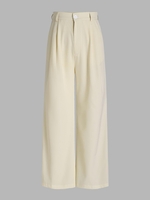 Pantalon Plissé à Jambe Large avec Poches S Café lumière