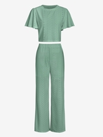 Pantalon Sportif Droit Tressé à Taille Haute L Vert clair