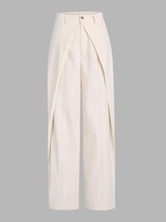 Pantalon Superposé Jambe Large à Taille Haute S Café lumière