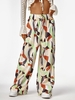 Pantalon Taille Smocké à Imprimé Abstrait à Jambes Larges S Multi a