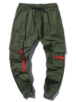 Pantalon Technique de Jogging Cargo Long Applique S Vert armée