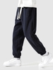 Pantalon Thermique Epais Brodé Fourré Design à Pieds de Poutre en Laine M Cadetblue