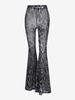 Pantalon Évasé à Imprimé à Pois Abstrait L Noir