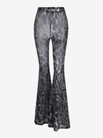 Pantalon Évasé à Imprimé à Pois Abstrait L Noir