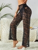 Pantalon Évasé à Panneau en Dentelle Frangé Transparent M Noir