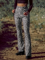 Pantalon Évasé à Imprimé Zèbre S Noir