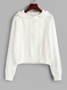 Pull à Capuche en Tricot en Couleur Unie M Blanc