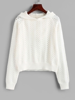 Pull à Capuche en Tricot en Couleur Unie M Blanc