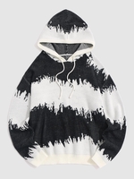 Pull à Capuche en Tricot Motif Teinté Esthétique Y2K L Noir