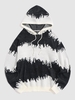 Pull à Capuche en Tricot Motif Teinté Esthétique Y2K Xxl Noir