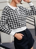 Pull à Carreaux à Col Taille unique Noir