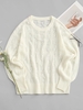 Pull Ajouré en Tricot à Câble à Manches Lanternes M Blanc