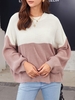 Pull Bicolore Contrasté à Goutte Epaule Maille M Rose clair