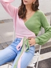 Pull Bicolore Noué Enveloppé M Vert