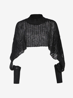 Pull Boléro Ajouré Goutte Epaule à Col Montant M Noir