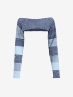 Pull Boléro en Blocs de Couleurs à Epaule Dénudée M Bleu