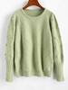 Pull Bulles en Tricot à Câble à Pois avec Pompon Taille unique Vert clair