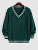Pull Chandail Cricket en Tricot à Câble M Vert profond