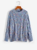 Pull Chiné Lâche Coloré en Tricot à Câble L Multi b