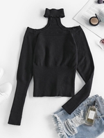 Pull Col Ras de Cou Manches Raglan S Noir