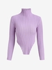 Pull Corset Côtelé à Col Haut S Violet clair