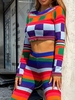 Pull Court à Carreaux en Blocs de Couleurs S Multi a