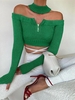 Pull Court à Demi-Zip à Epaule Dénudée avec Ras-du-Cou M Vert