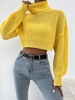 Pull Court Ajouré à Col Roulé Maille M Jaune