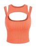 Pull Court Côtelé Découpé en Tricot Taille unique Orange