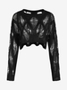 Pull Court Déchiré Ajouré en Maille S Noir