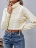 Pull Court en Tricot à Câble à Col Roulé S Jaune clair