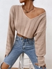Pull Court en Tricot à Goutte Epaule en Maille M Café