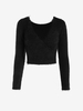Pull Court Fourré en Mohair à Col V Xl Noir