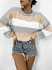 Pull Court Fourré Rayé en Blocs de Couleurs S Multi a