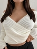 Pull Croisé Découpé à Epaule Dénudée Maille M Blanc