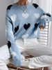Pull Cœur à Goutte Epaule en Jacquard M Bleu clair