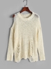 Pull Déchiré à Col Rond Taille unique Blanc