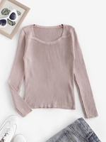 Pull de Base Maigre Côtelé en Tricot Taille unique Café lumière