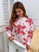 Pull de Noël Flocon de Neige à Col Rond L Rouge